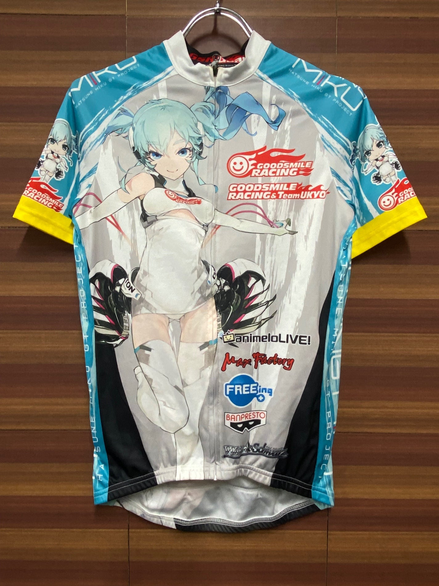 IK089 GSR Gear 半袖 サイクルジャージ 白 水 M RACING MIKU 2014Ver. 痛ジャージ