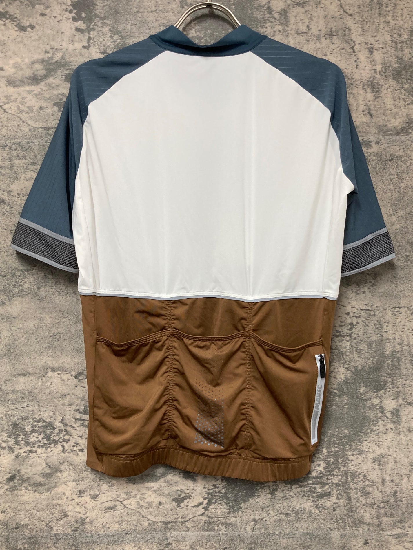 IW587 マヴィック MAVIC 半袖 サイクルジャージ 白 茶 黒 L 汚れあり
