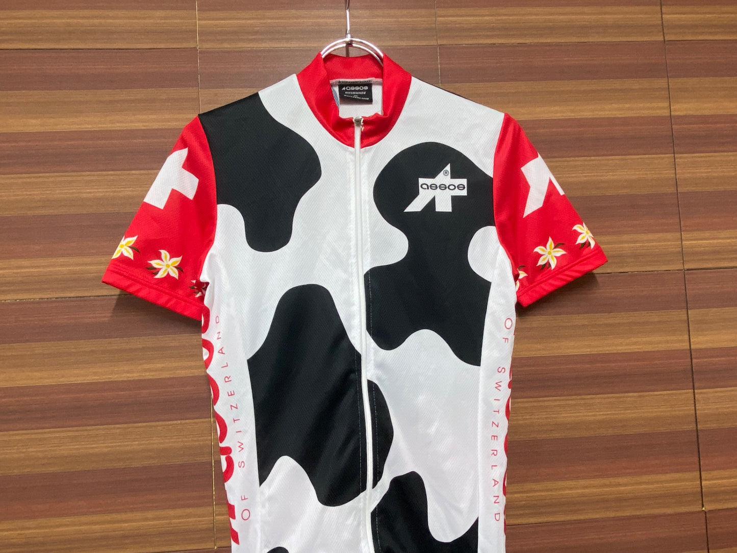 IK014 アソス assos 半袖 サイクルジャージ 白 赤 S