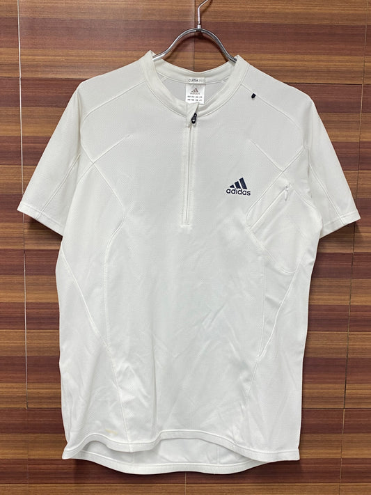 IR937 アディダス adidas 半袖 サイクルジャージ 白 L ハーフジップ