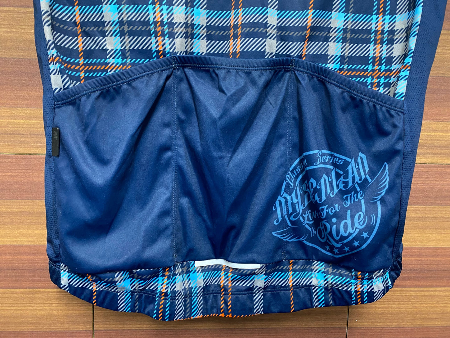 IN341 MYSENLAN 半袖 サイクルジャージ チェック 青 M