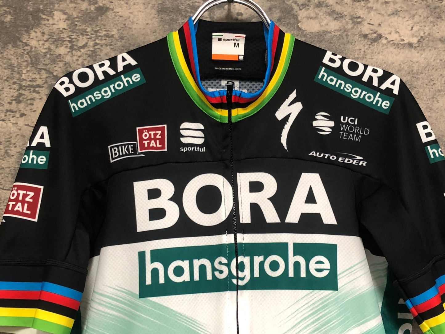 IW407 スポーツフル sportful 半袖 サイクルジャージ 黒 緑 M BORA hansgrohe