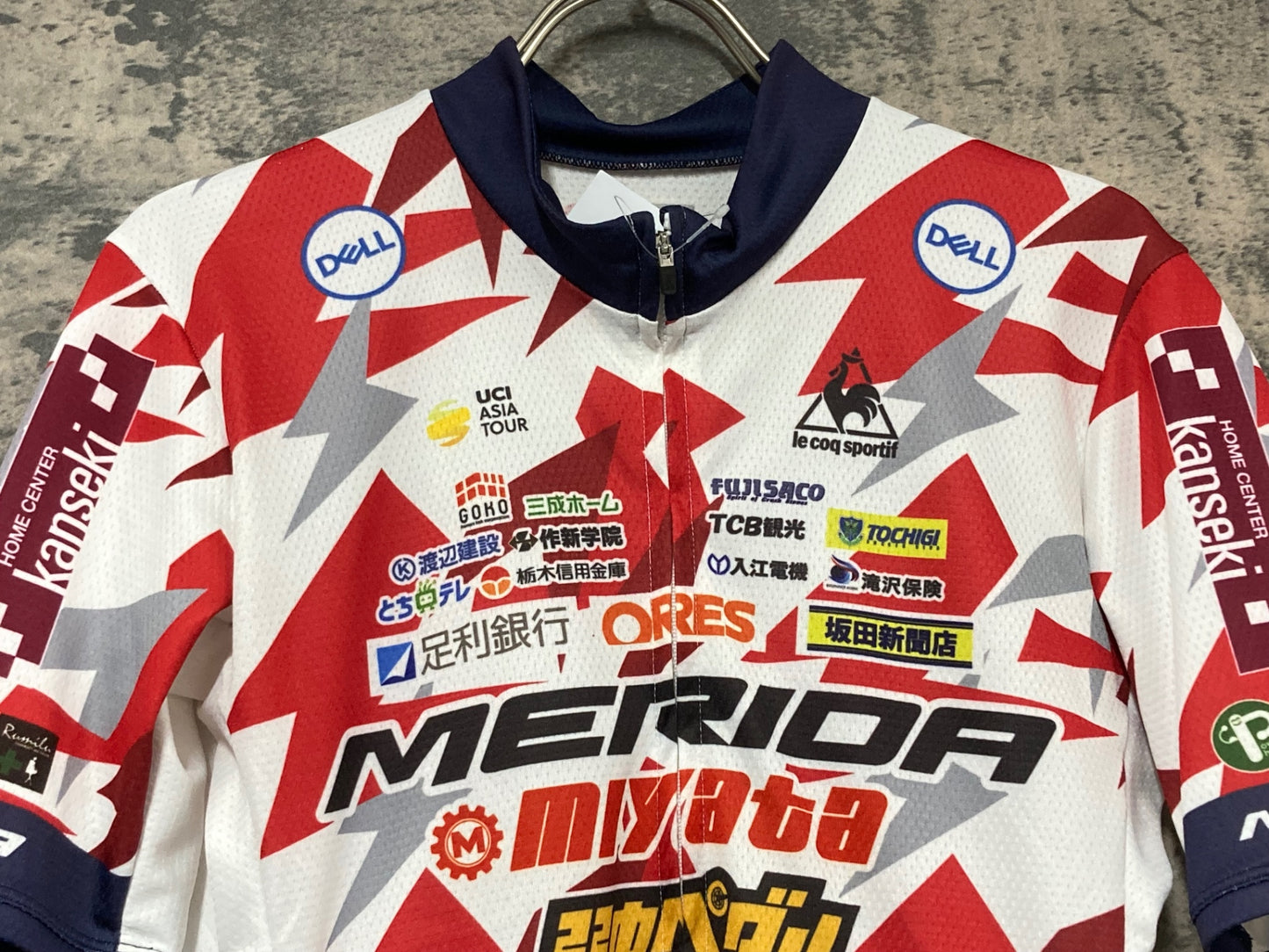 IX156 ルコックスポルティフ le coq sportif 半袖 サイクルジャージ 白 赤 L MERIDA 弱虫ペダル