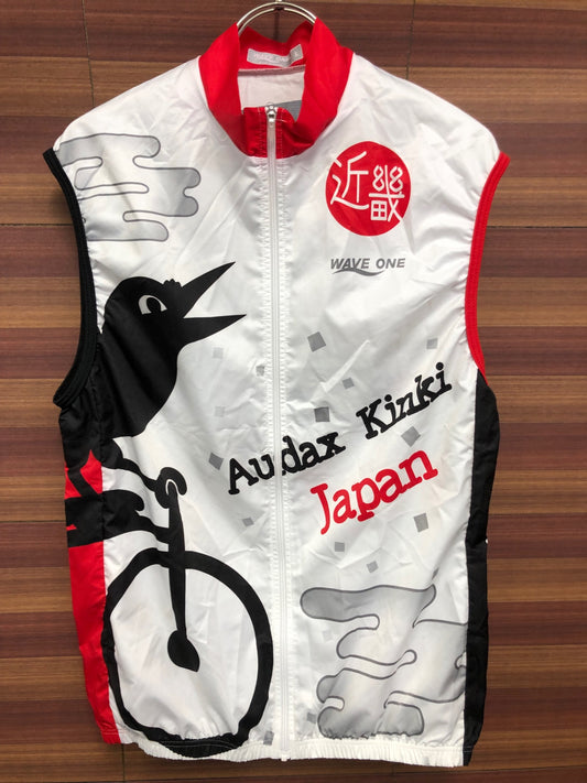 IT021 ウェイブワン WAVE ONE サイクルベスト ジレ 白 黒 L Audax Japan 近畿 痛ジャージ