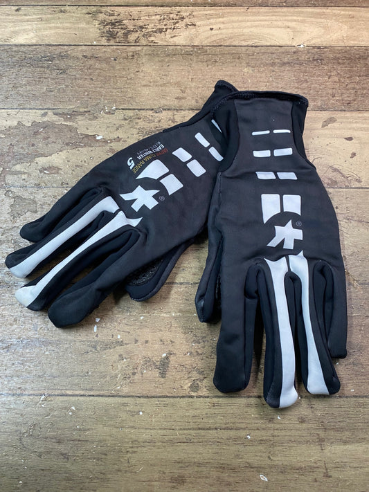 IH175 アソス assos EARLY WINTER GLOVES 長指 グローブ 黒 白 L 裏起毛