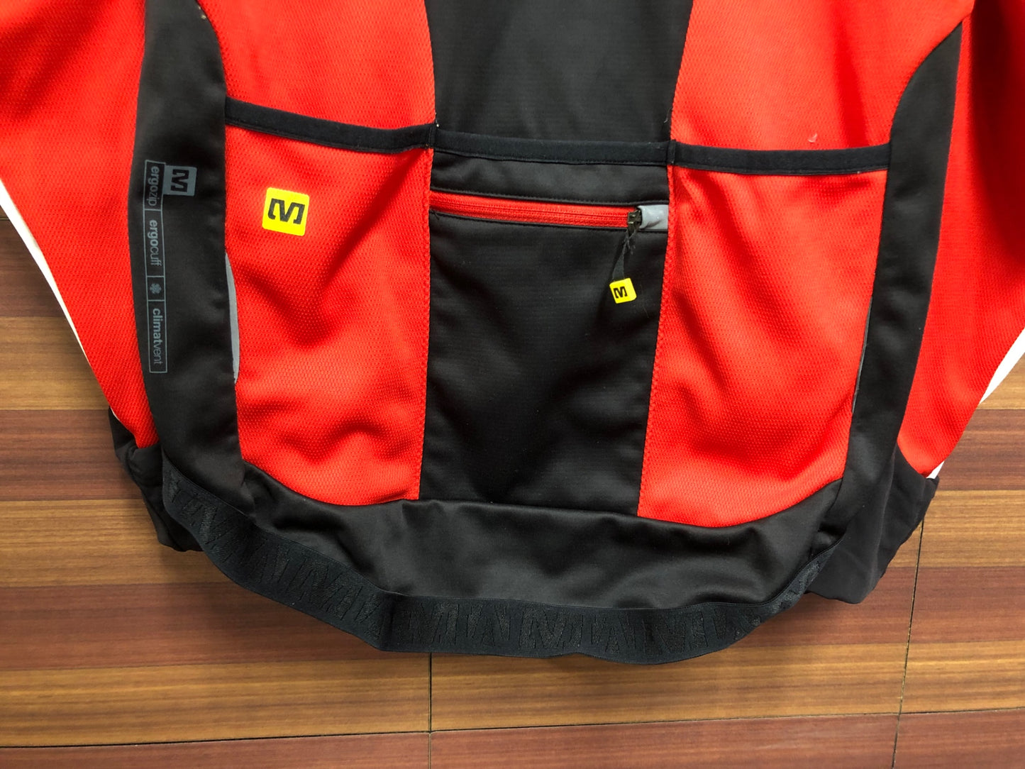 IN989 マヴィック MAVIC 裏起毛 サイクルジャケット 黒赤 L