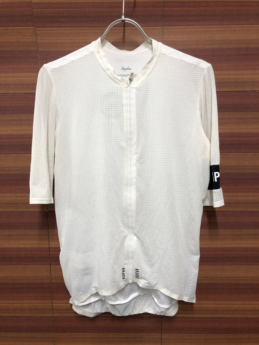 IO438 ラファ Rapha PRO TEAM FLYWEIGHT JERSEY 半袖 サイクルジャージ 白 L