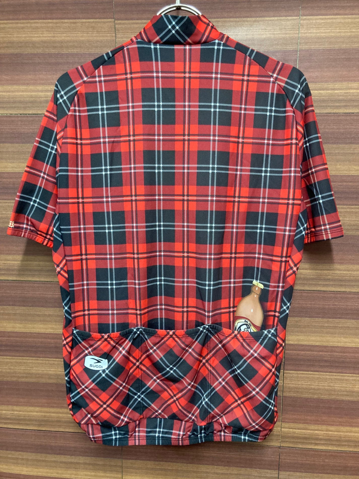 IQ443 スゴイ SUGOi 半袖 サイクルジャージ 赤黒チェック Mサイズ
