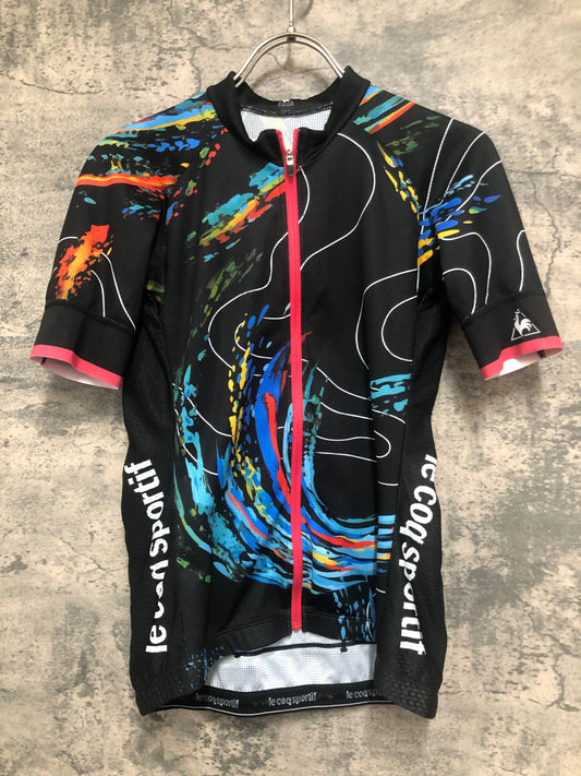 IY172 ルコックスポルティフ le coq sportif 半袖 サイクルジャージ 黒 総柄 L
