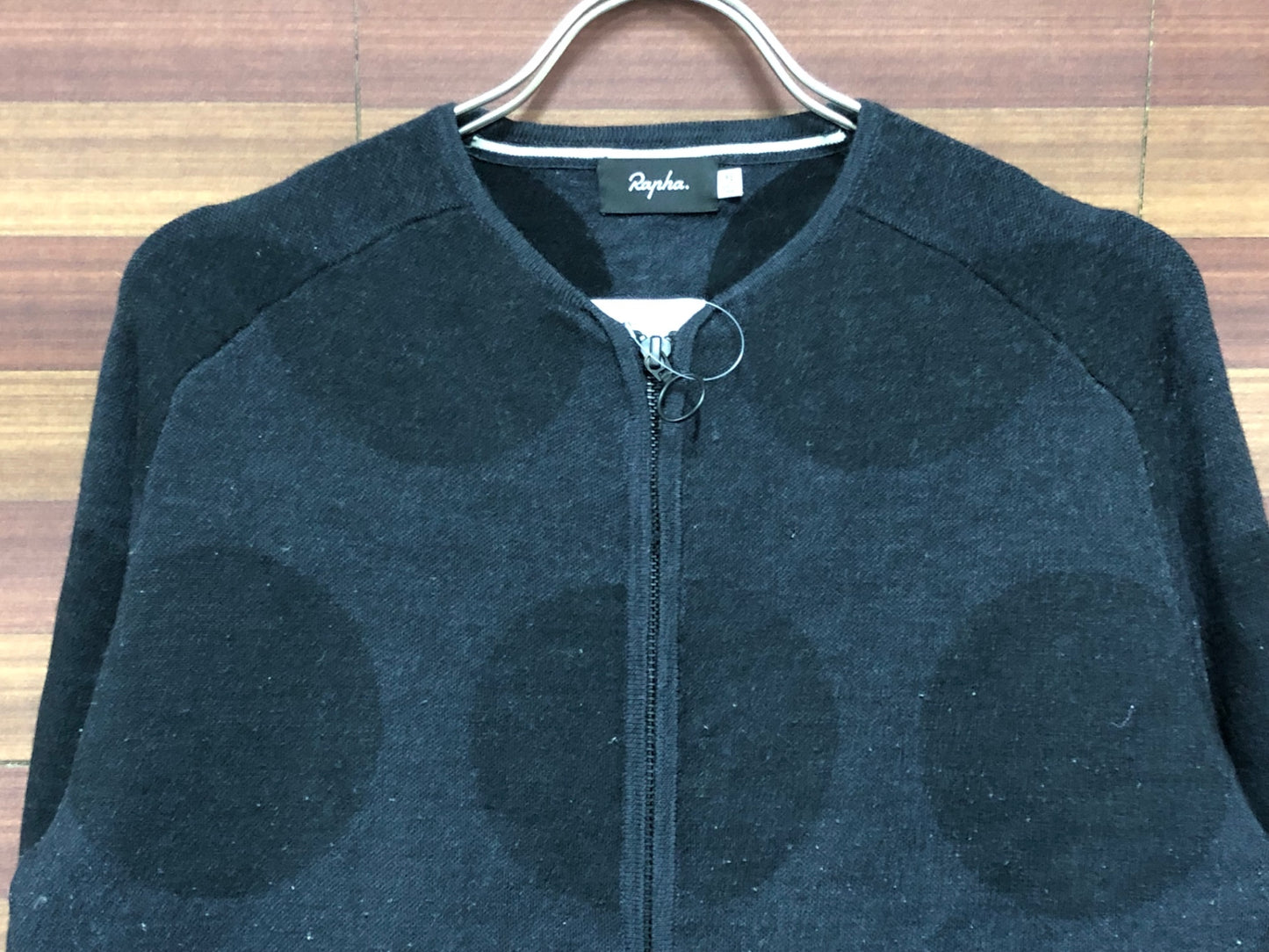 IQ872 ラファ Rapha DOUBLE KNIT ZIP THROUGH 長袖 ニット 黒 XS ※擦れ、毛玉