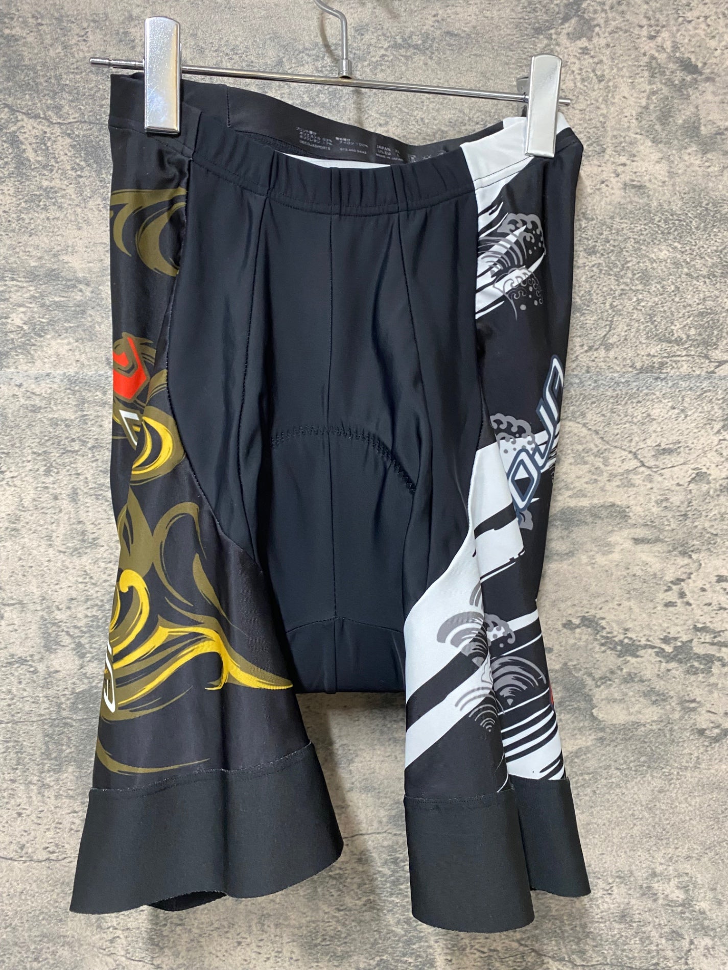 JB659 デコジャ DECOJA 半袖 サイクルジャージ レーサーパンツ 上下セット 黒 総柄 XL