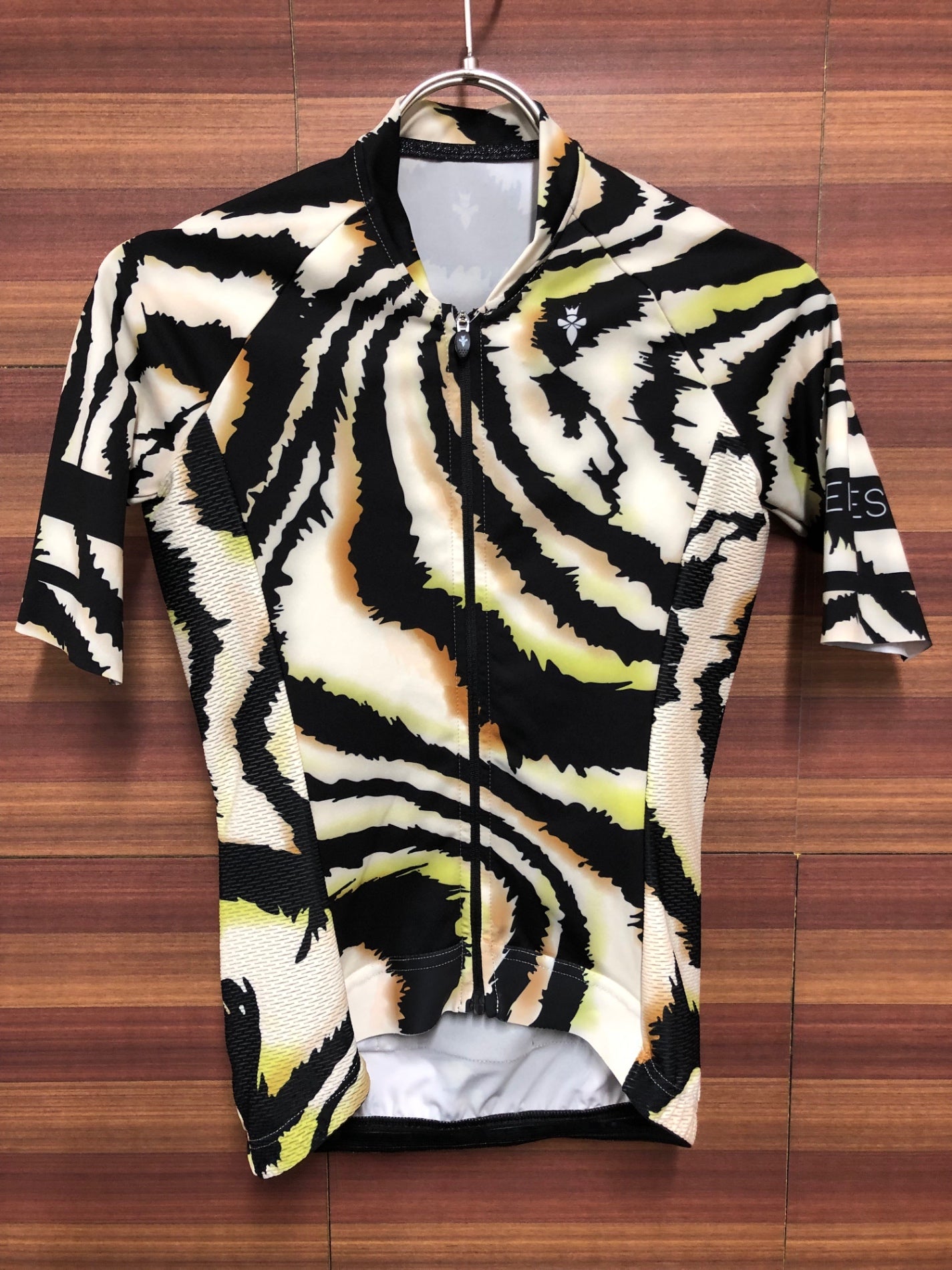 IR075 REINES 半袖 サイクルジャージ 白 黒 ゼブラ レディース XS