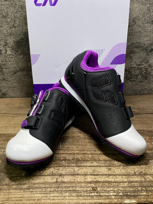 IV983 ジャイアント GIANT Liv FAMA boa フラットシューズ 白黒紫 EU36