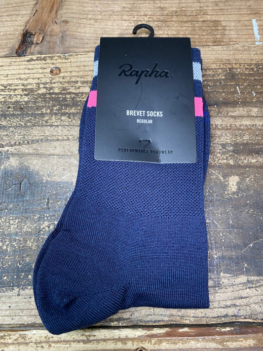 JB114 ラファ Rapha REFLECTIVE BREVET SOCKS サイクルソックス 紺 REGULAR