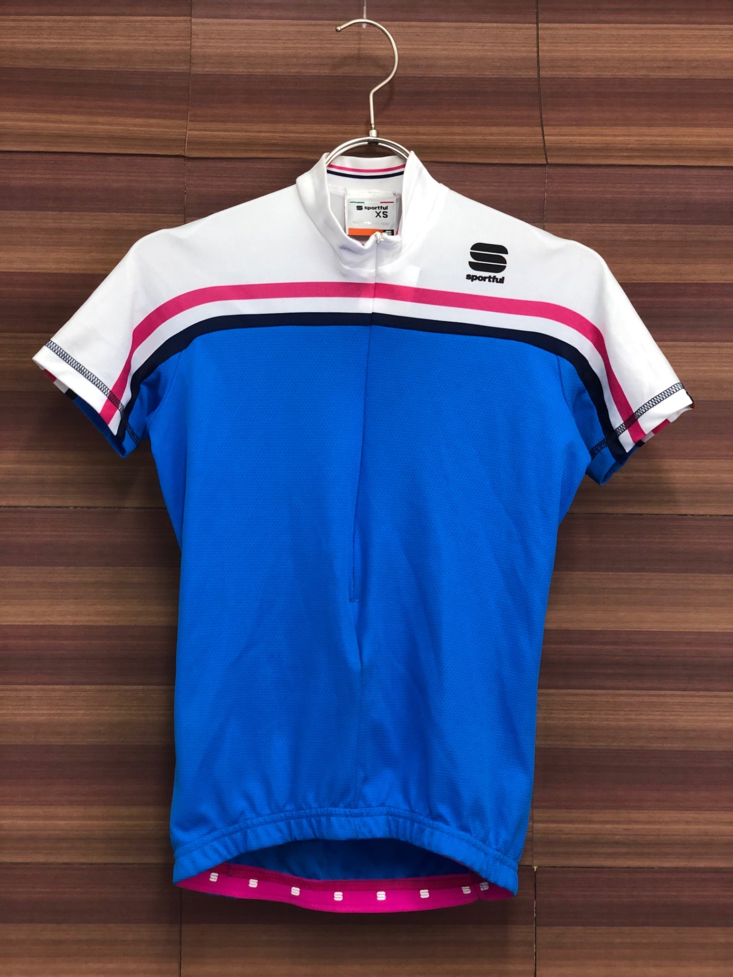 IR910 スポーツフル sportful 半袖 ハーフジップ サイクルジャージ 青 白 XS