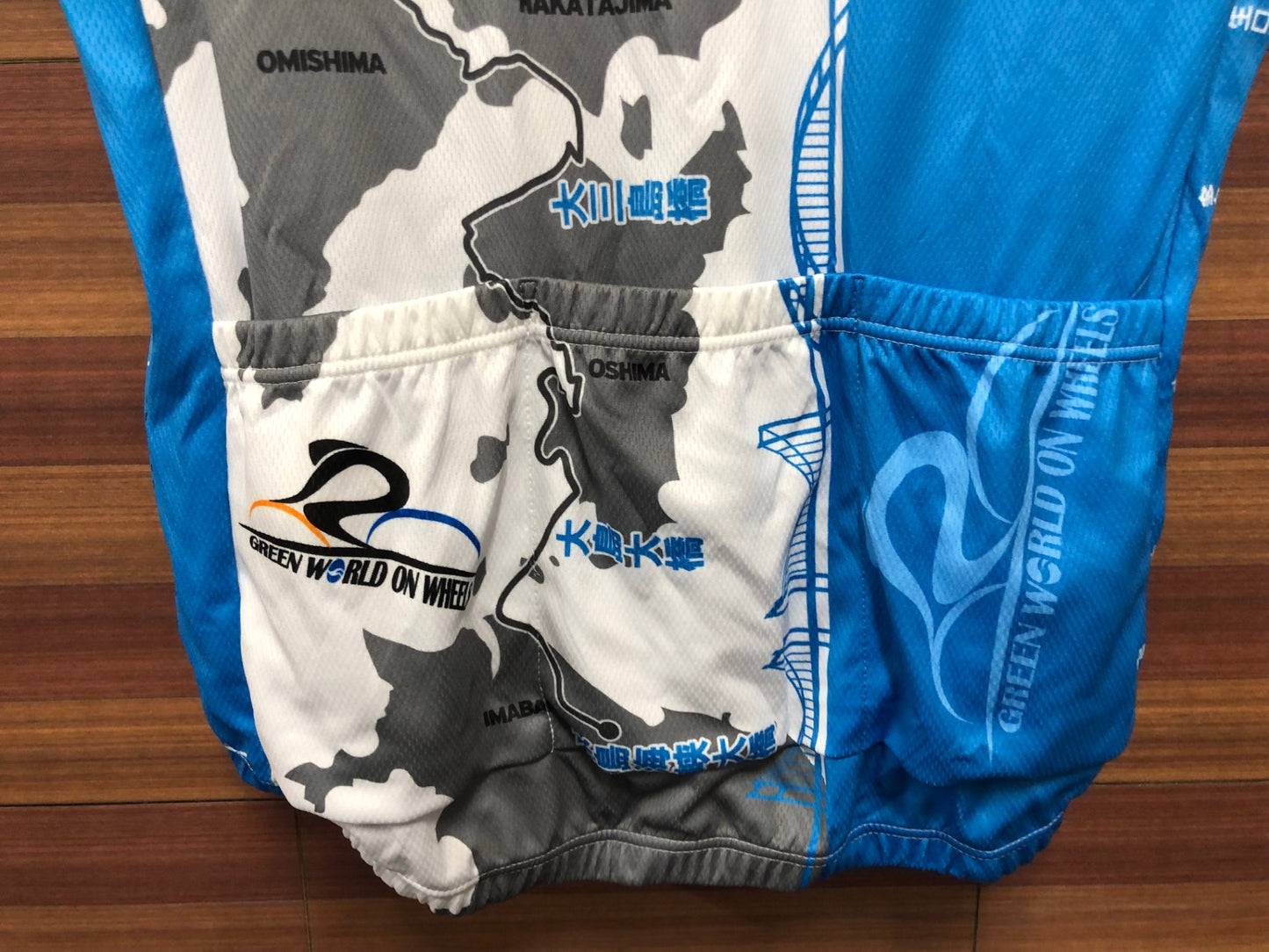 IQ837 ウェイブワン WAVE ONE 半袖 サイクルジャージ 白 水色 L しまなみ海道