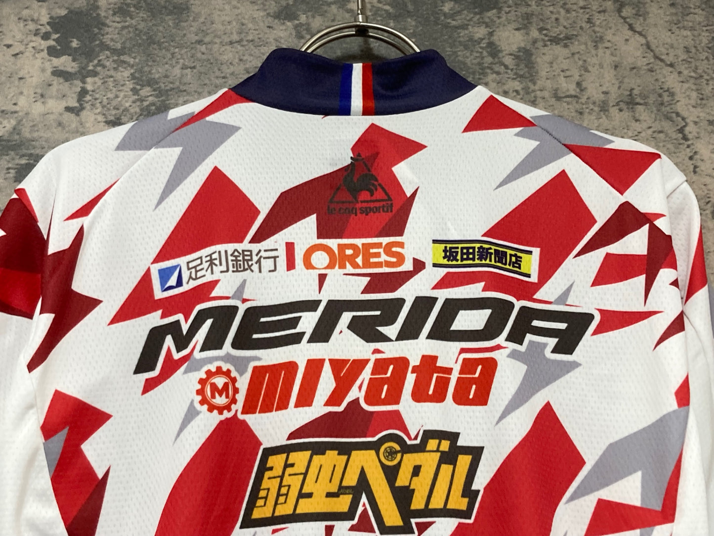 IX156 ルコックスポルティフ le coq sportif 半袖 サイクルジャージ 白 赤 L MERIDA 弱虫ペダル