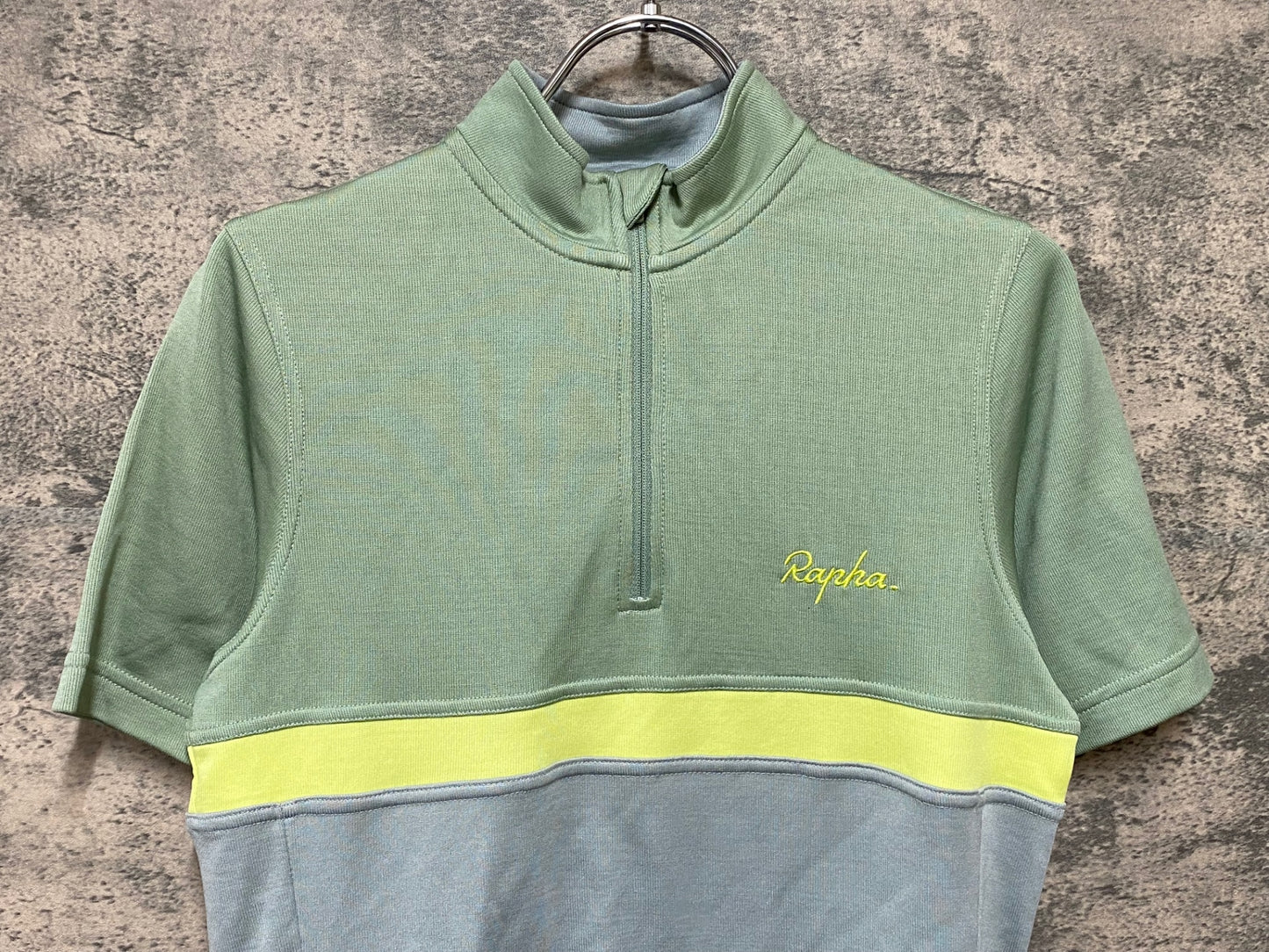 IZ963 ラファ Rapha CLUB JERSEY 半袖 サイクルジャージ ハーフジップ グレー 緑 S