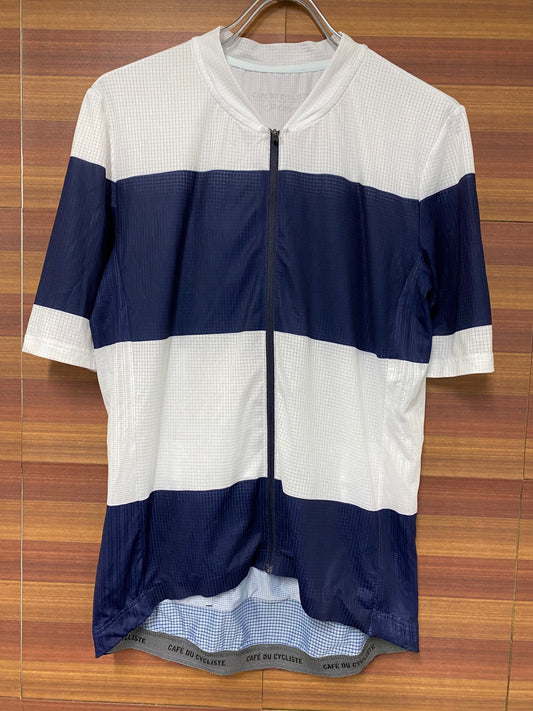 IO567 カフェドシクリステ CAFE DU CYCLISTE 半袖 サイクルジャージ 白紺 ボーダー XXL