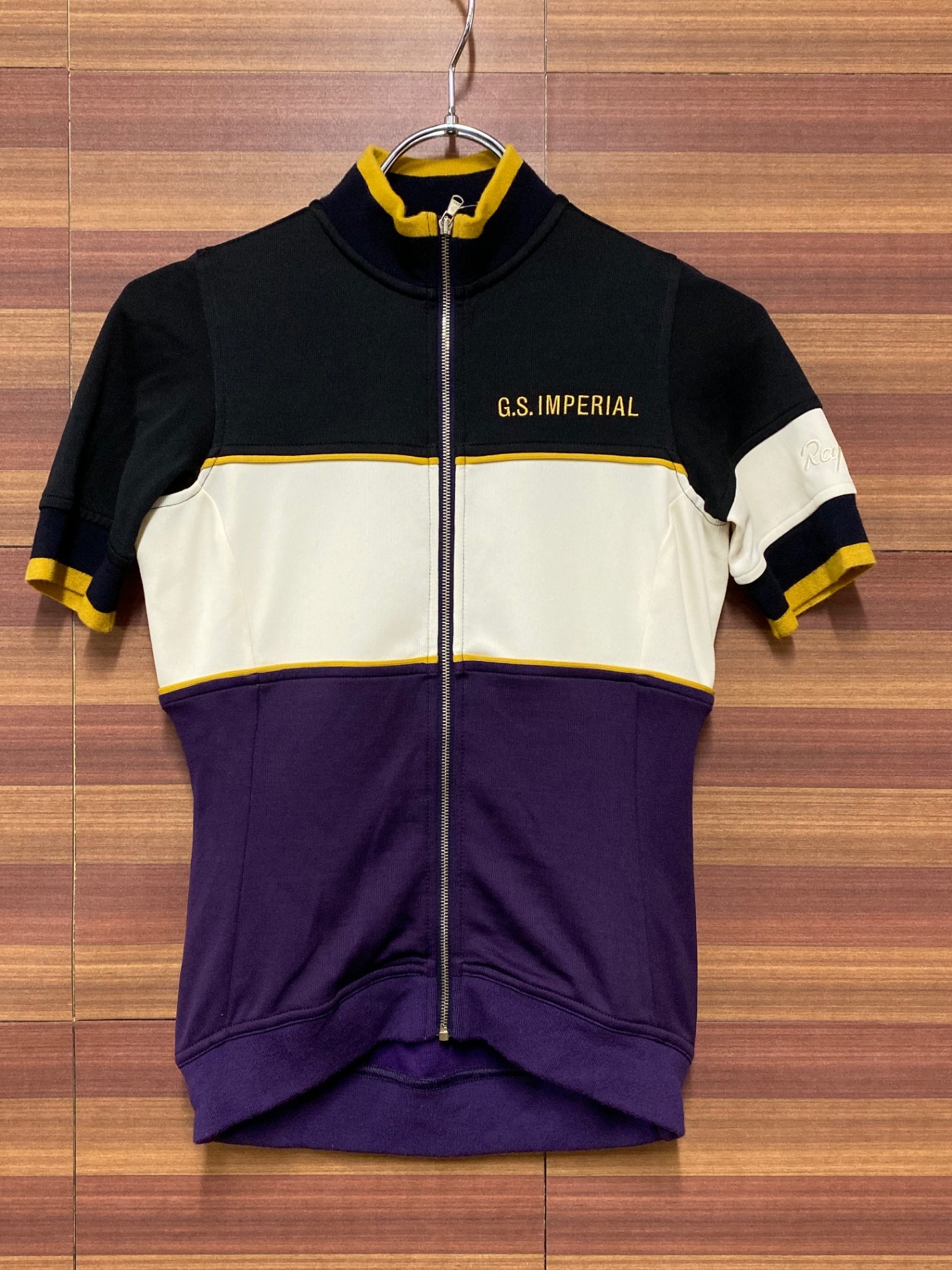 IE323 ラファ Rapha IMPERIAL WORKS WOMEN'S TRICOLOR JERSEY 半袖 サイクルジャージ 黒 パープル XXS