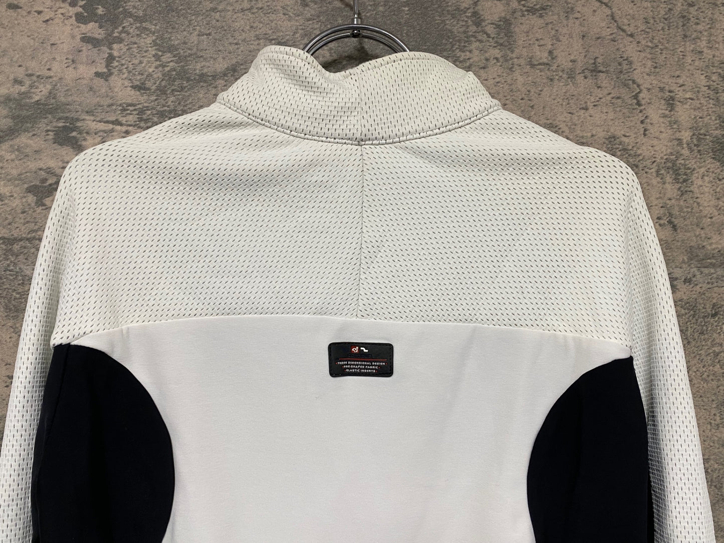 JA327 デマルキ DE MARCHI 長袖 サイクルジャージ 白 黒 M 裏起毛 ※汚れ