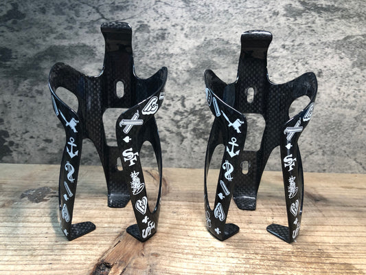 JB933 チネリ cinelli HARRYS BOTTLE CAGE MIKE GIANT マイクジャイアント カーボン ボトルケージ 黒白 2個セット