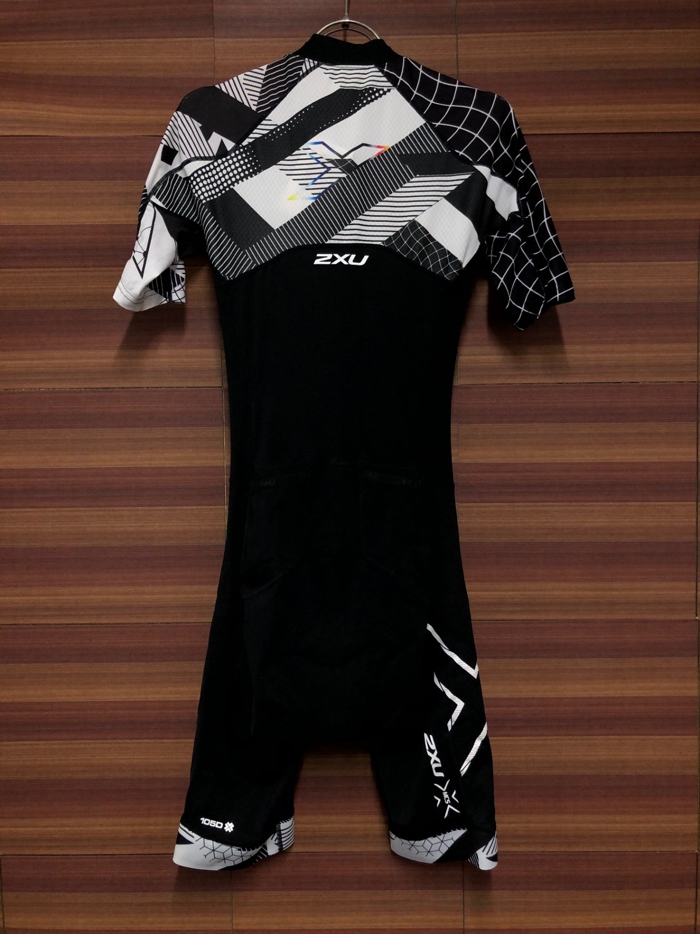 IN583 ツータイムズユー 2XU ワンピース 半袖 サイクルジャージ 白黒 S