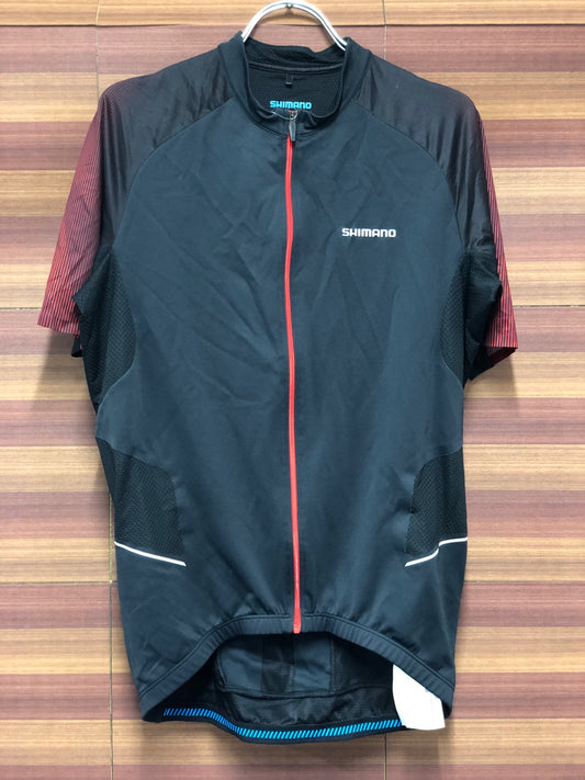 IQ842 シマノ SHIMANO 半袖 サイクルジャージ 黒 赤 XL