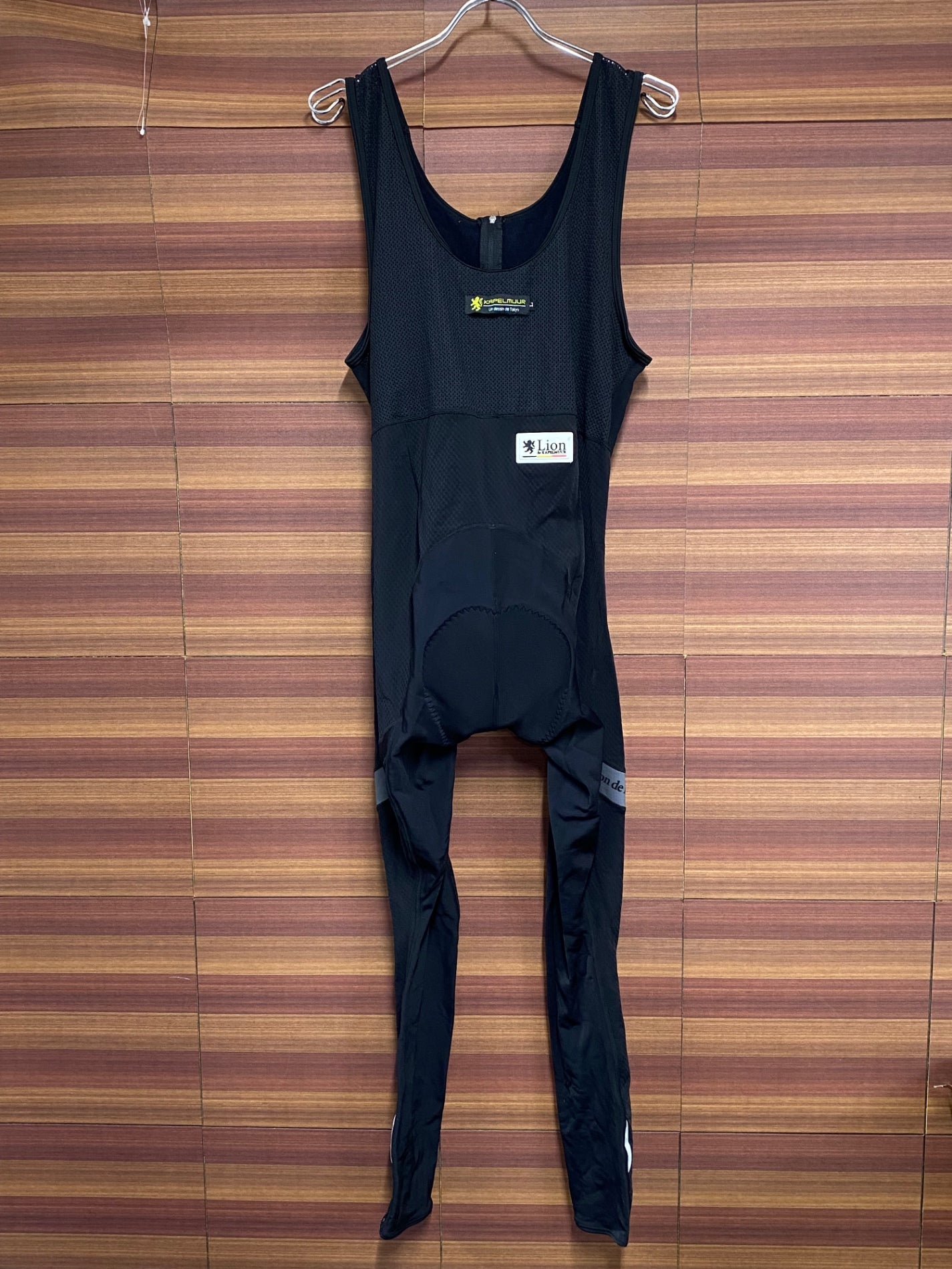 IS136 リオンドカペルミュール Lion de KAPELMUUR ビブタイツ 黒 L 裏起毛 ジッパー付き