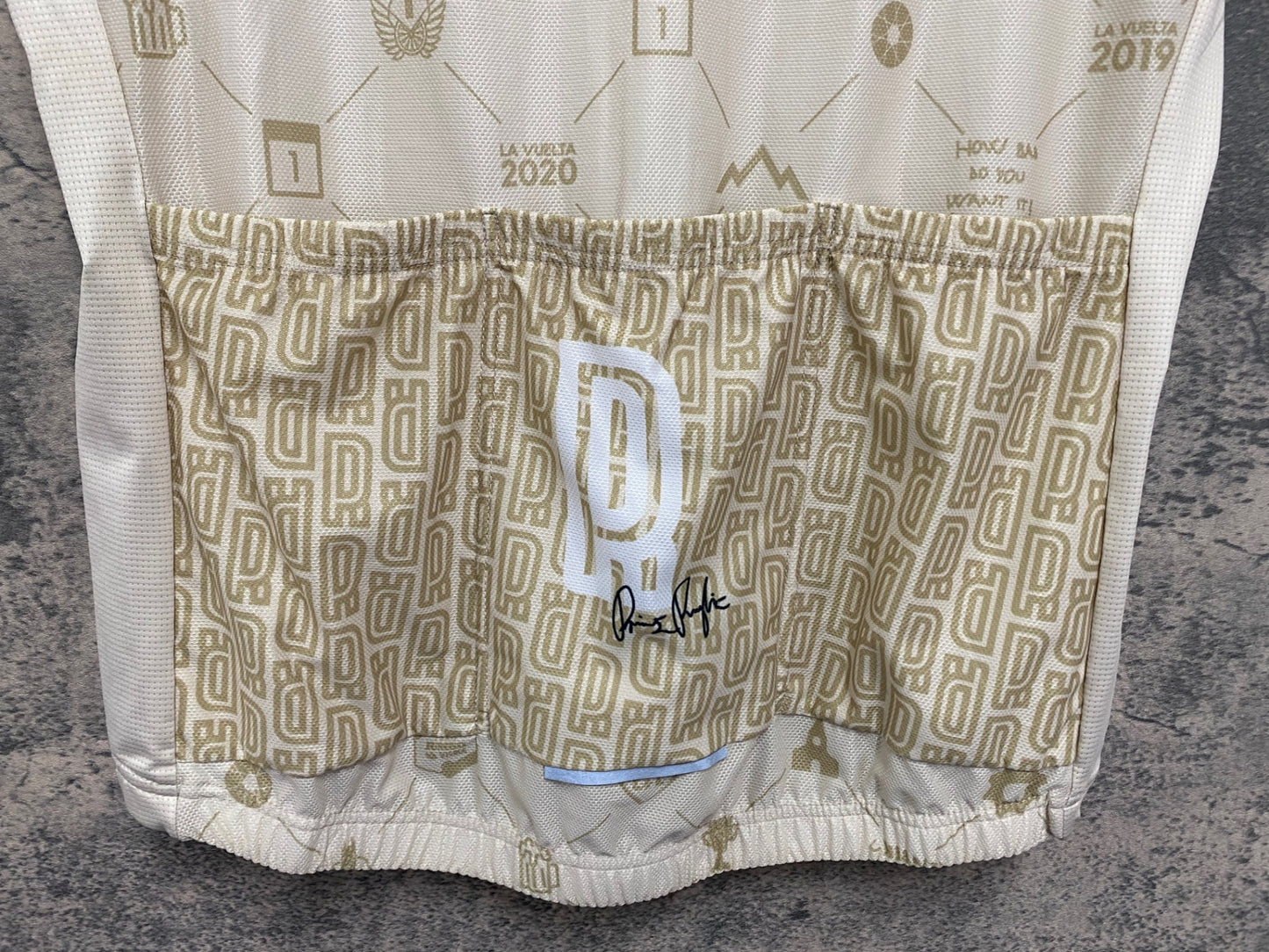 IV586 Primoz roglic Memory Web Cycling Jersey Gold 半袖サイクルジャージ ベージュ M