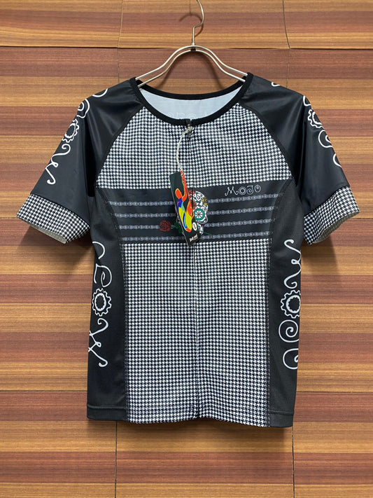 IQ186 サイコロジー CYCOLOGY 半袖 サイクルジャージ 黒 千鳥柄 レディース L MOJO