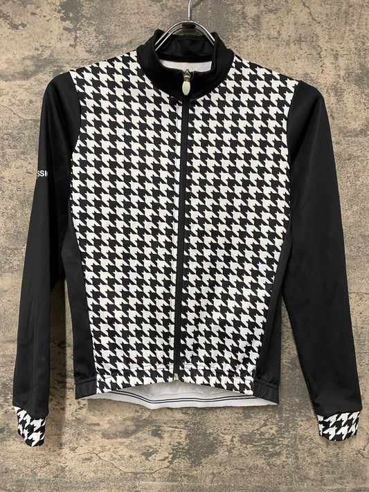 JB582 ラパッション la PASSIONE 長袖 サイクルジャージ 黒 白 XS 裏起毛 千鳥格子