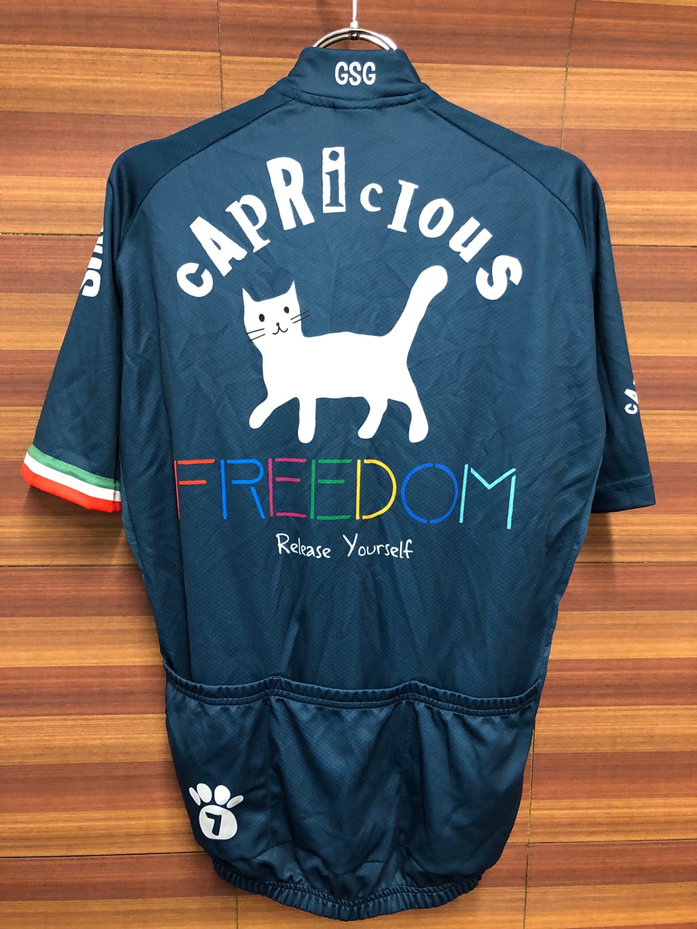 IQ481 ジェッセージ GSG 7ITA 半袖 サイクルジャージ 紺 猫 XL