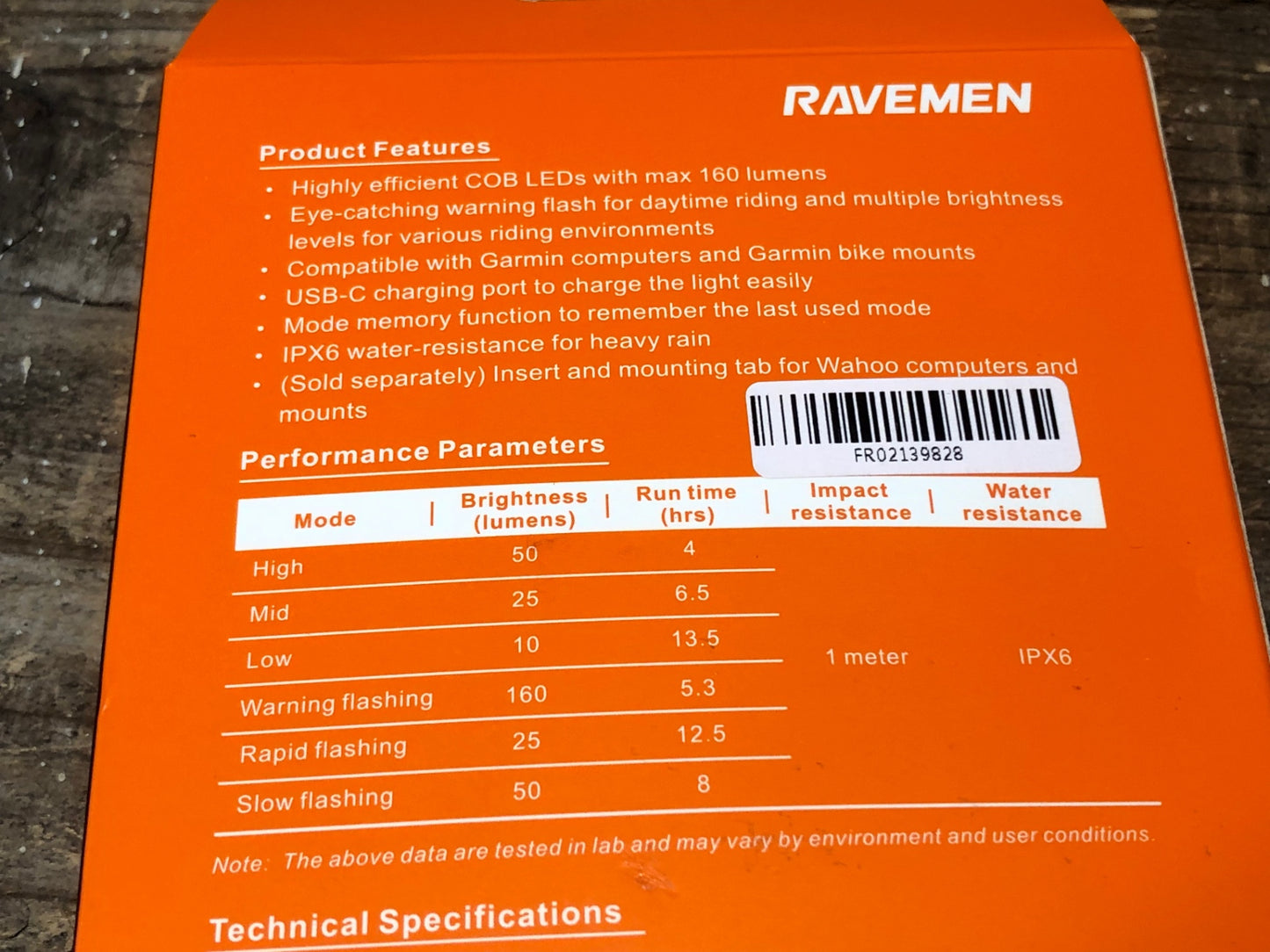 IQ985 レイブマン RAVEMAN FR160 LED フロントライト 未使用