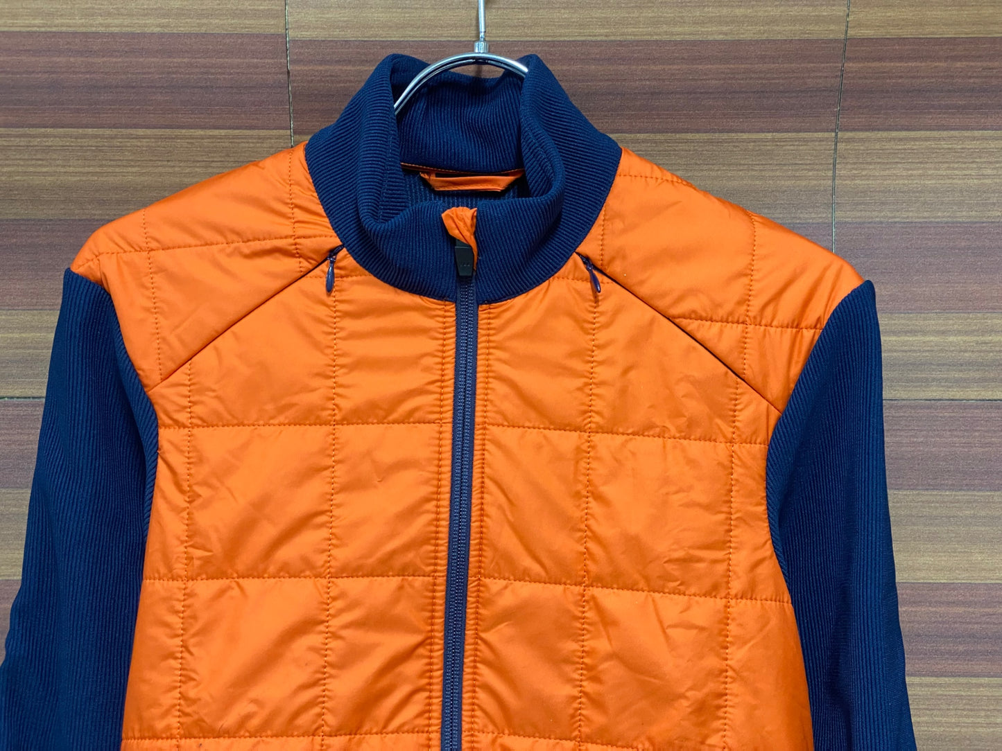 IU218 カフェドシクリステ Cafe du Cycliste LEONIE Man 長袖 サイクルジャケット 紺 オレンジ S 裏起毛