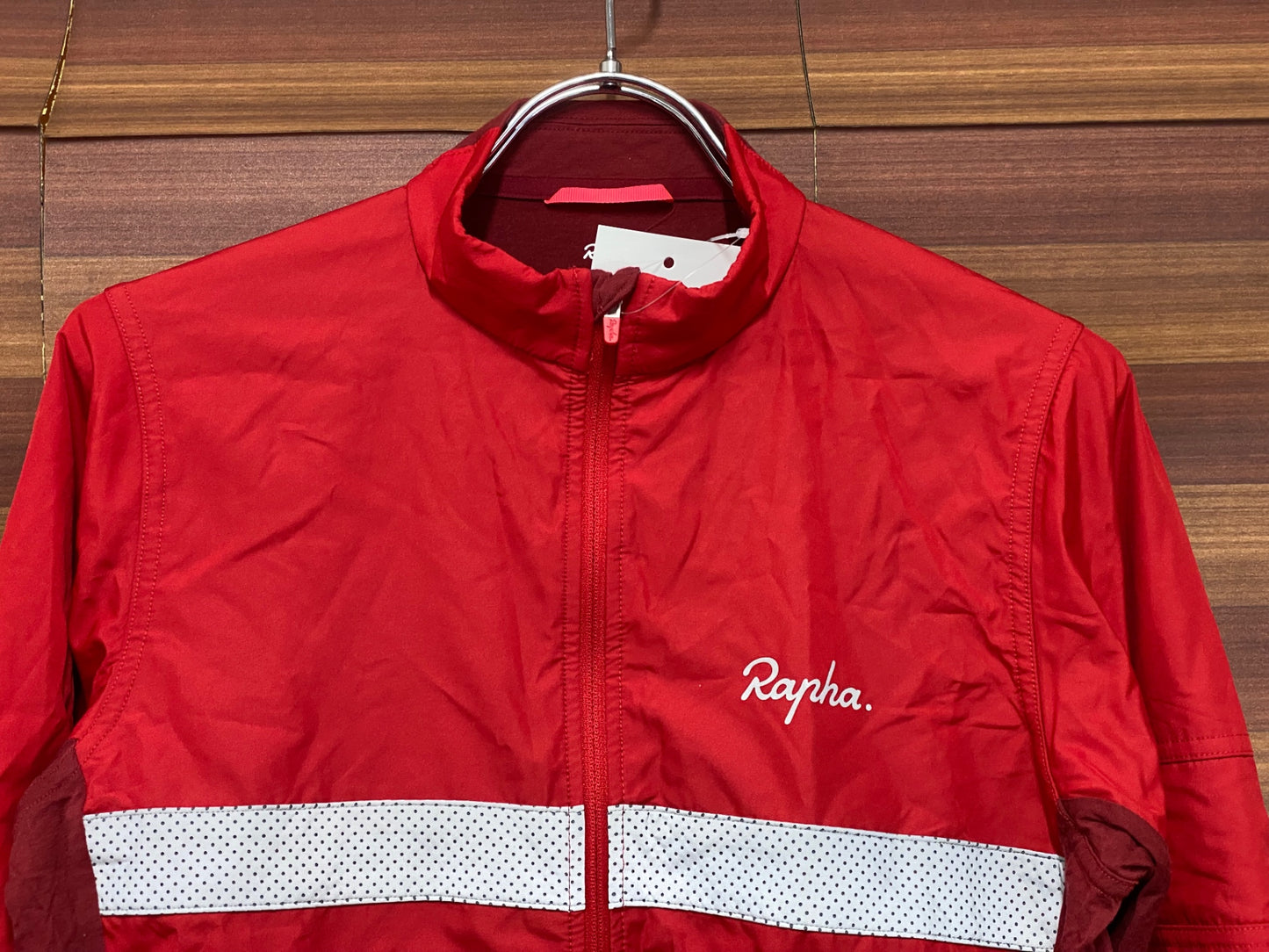 IT063 ラファ Rapha BREVET LONG SLEEVE WINDBLOCK JERSEY 長袖 サイクルジャージ 赤 S