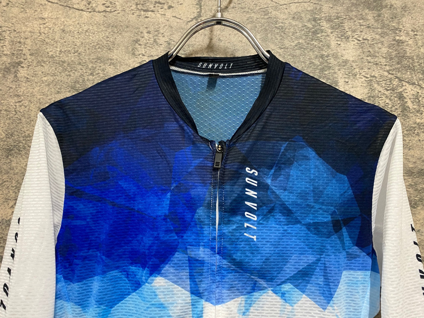 JC672 サンボルト SUNVOLT 半袖 サイクルジャージ 白 青 L ※汚れ