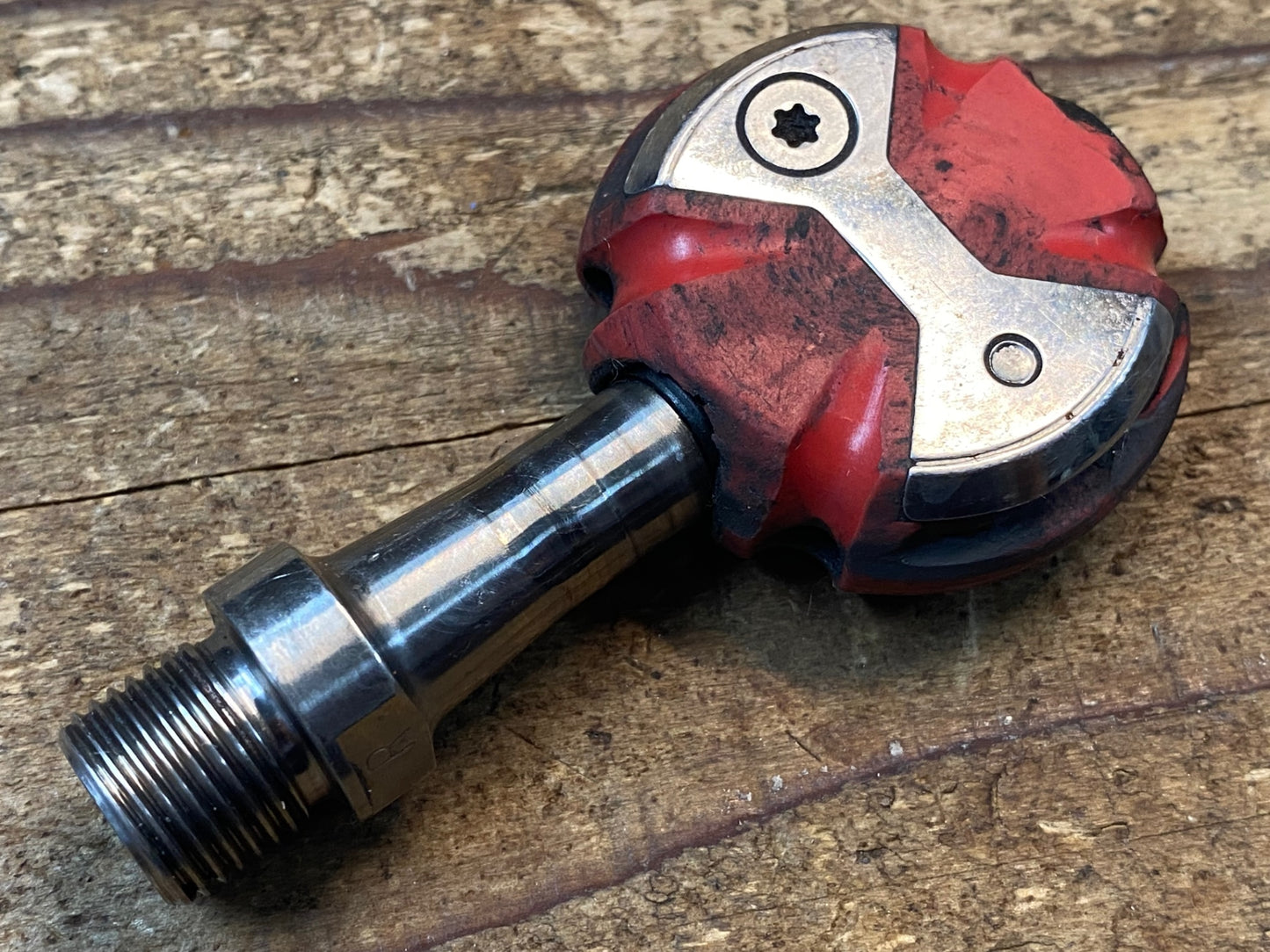 IV192 スピードプレイ SPEEDPLAY ビンディングペダル 赤 チタンシャフト ※シャフトガタ大 ジャンク