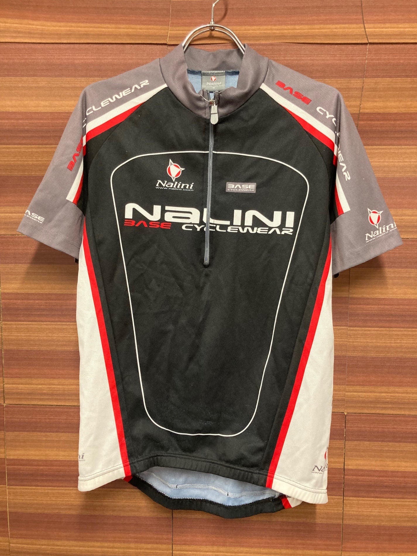 IO712 ナリーニ Nalini 半袖 サイクルジャージ 黒 白 グレー M ハーフジップ