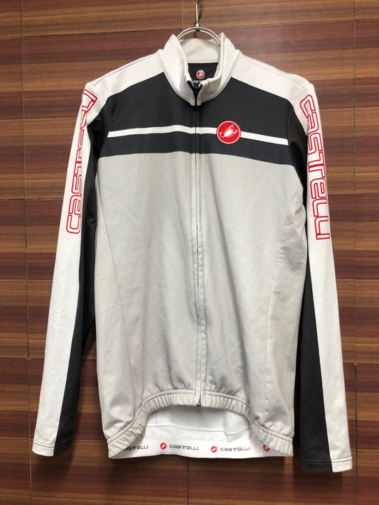 IH142 カステリ CASTELLI 長袖 サイクルジャージ グレー 黒 L 裏起毛