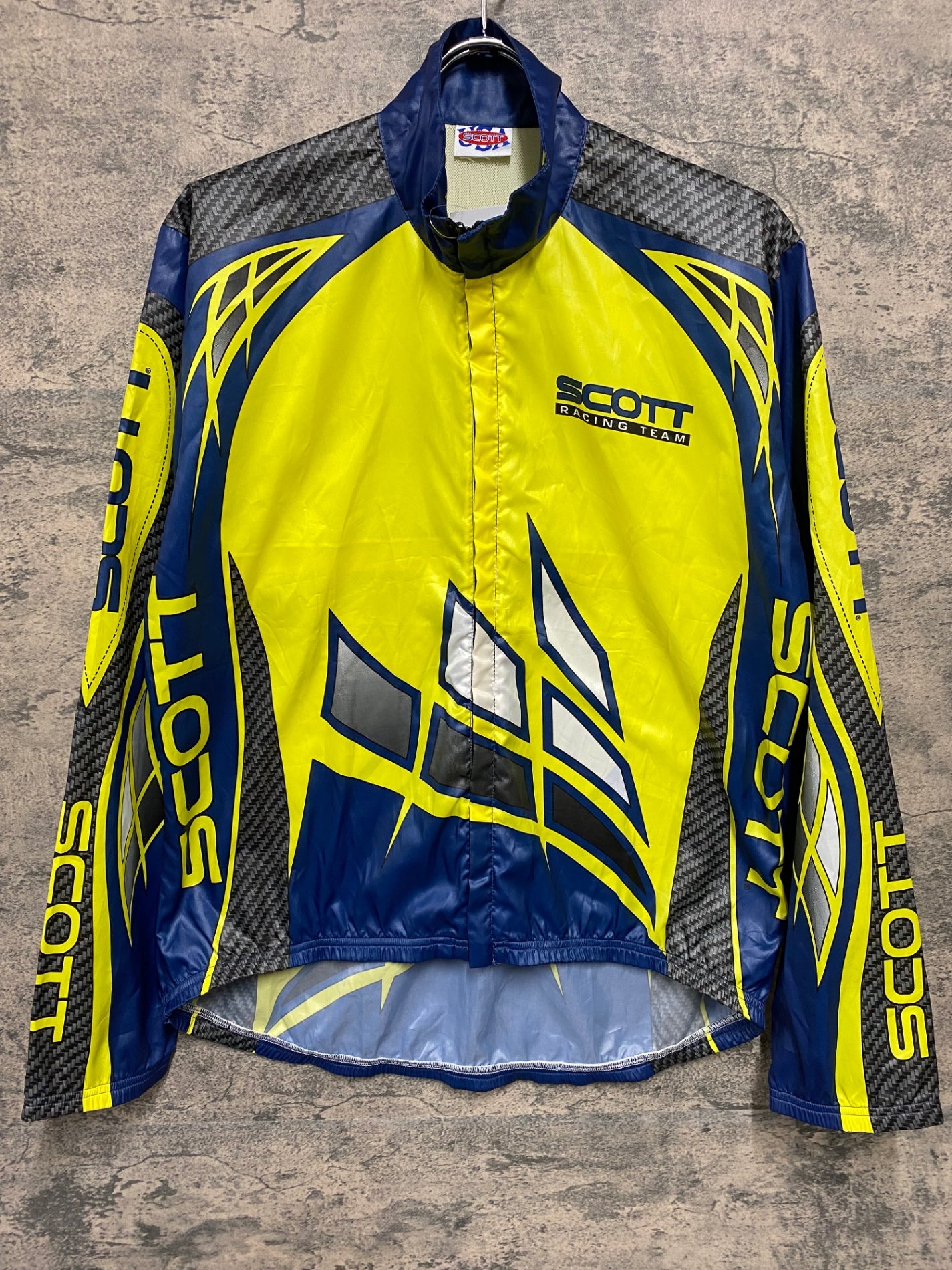 JC177 スコット SCOTT RACING 長袖 ウィンドブレーカー 黄青 サイズ不明 ビンテージ