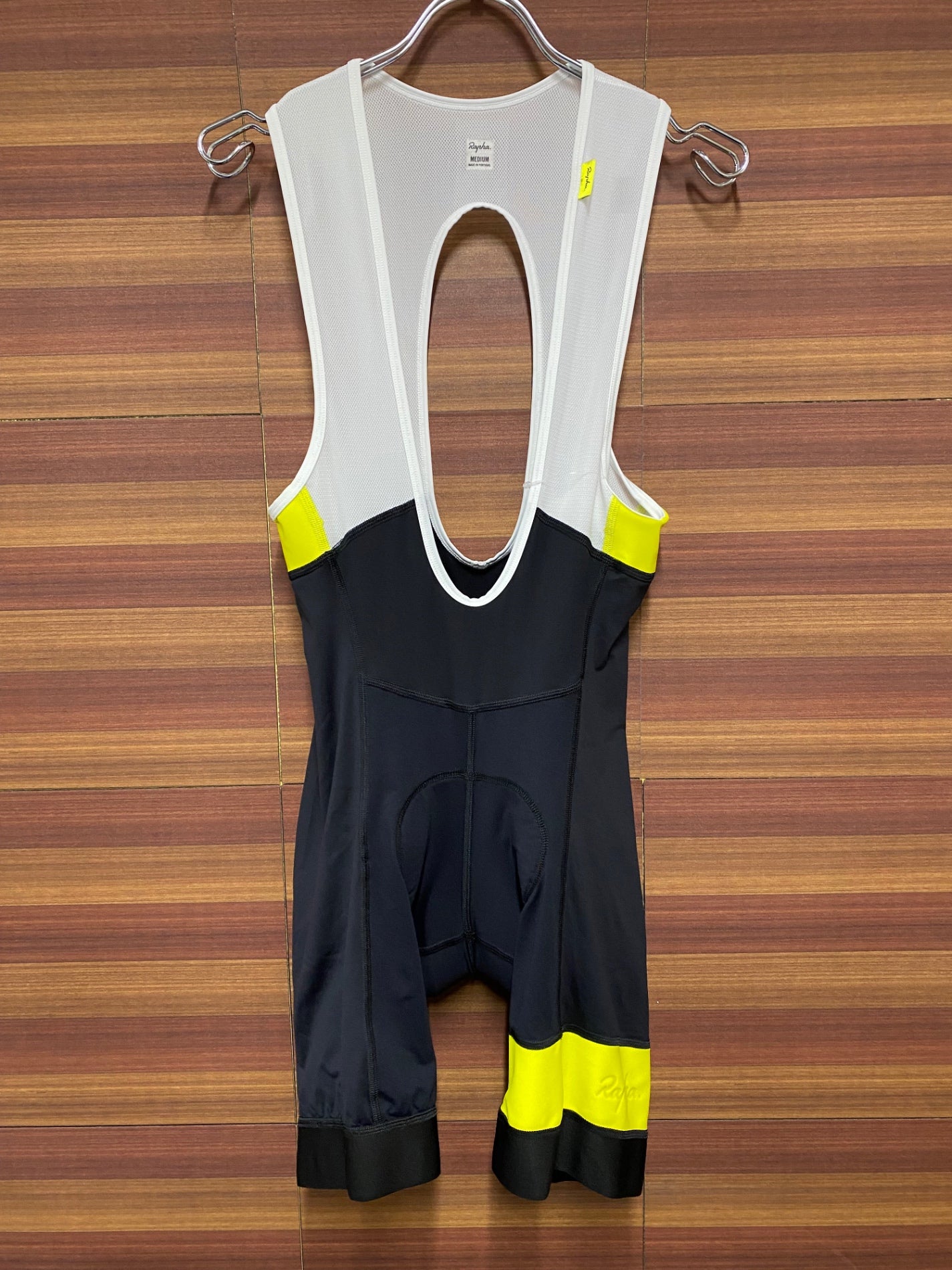 IN860 ラファ Rapha LIGHTWEIGHT BIB SHORTS ビブショーツ 黒 黄 M ※パッド擦れ