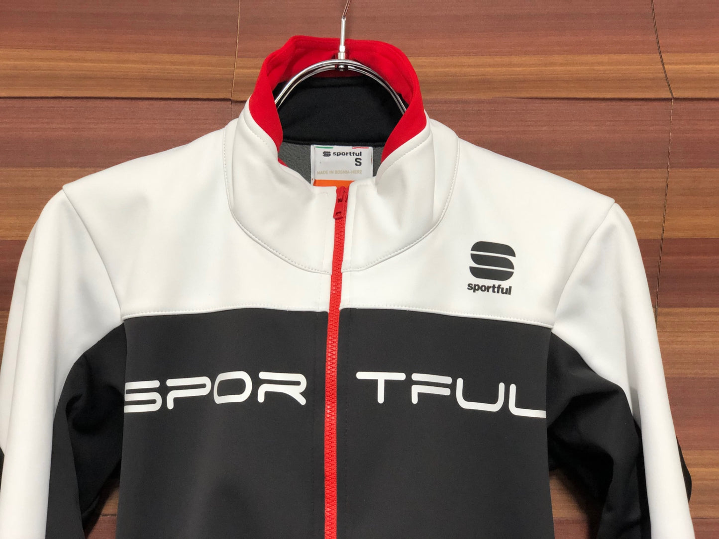 IS298 スポーツフル Sportful 長袖 サイクルジャケット 白 黒 S 裏起毛