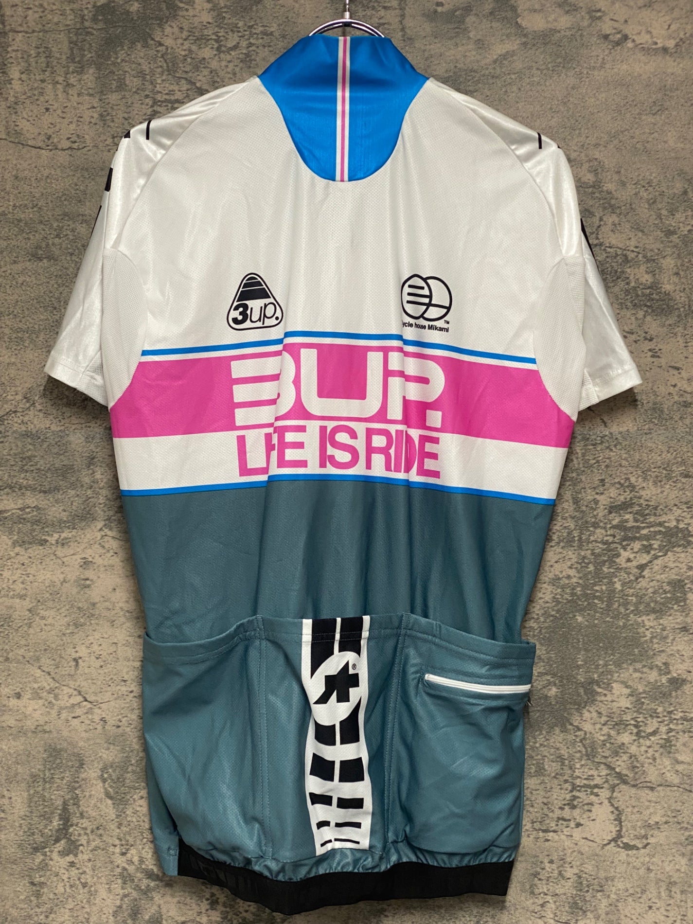 IZ836 アソス ASSOS 半袖 サイクルジャージ 白/ピンク/青 Sサイズ 未使用品 チームジャージ