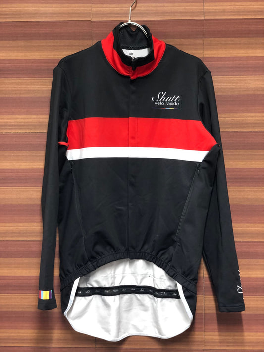 IO556 Shutt velo rapide 長袖 サイクルジャージ 裏起毛 黒赤白 XL