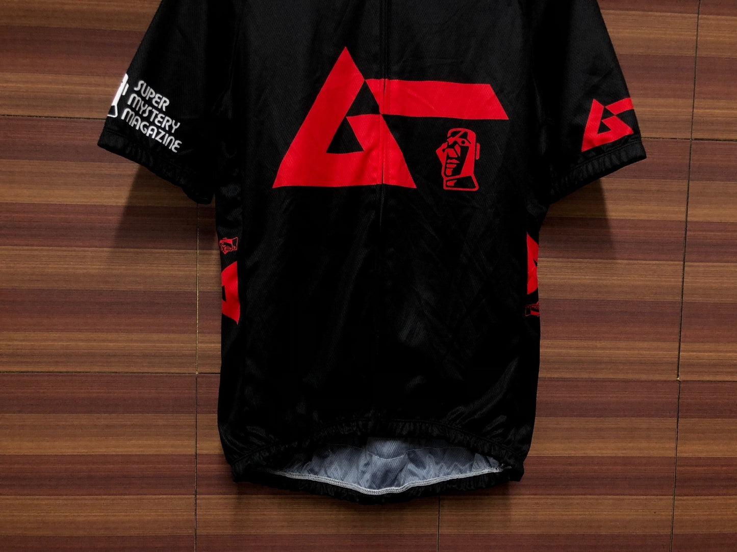 IS990 ウェイブワン WAVE ONE 半袖 サイクルジャージ 黒 赤 L SUPER MYSTERY MAGAZINE 痛ジャージ