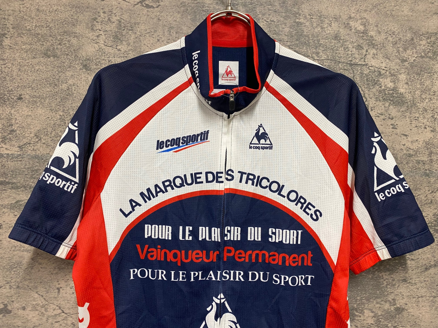 JD388 ルコックスポルティフ le coq sportif 半袖 サイクルジャージ 赤 紺 白 O