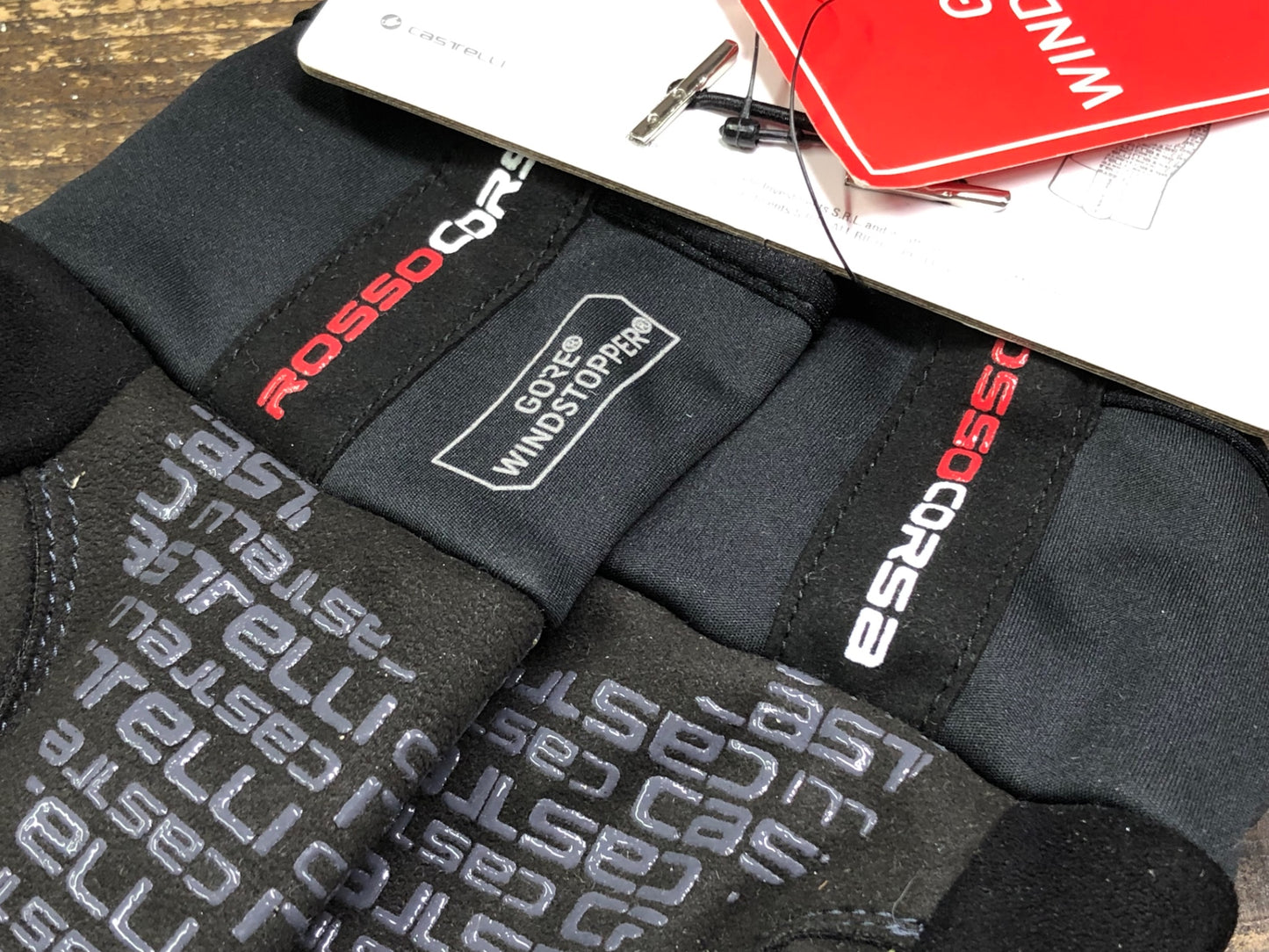 IV955 カステリ CASTELLI SPETTACOLO グローブ 黒 グレー L 裏起毛