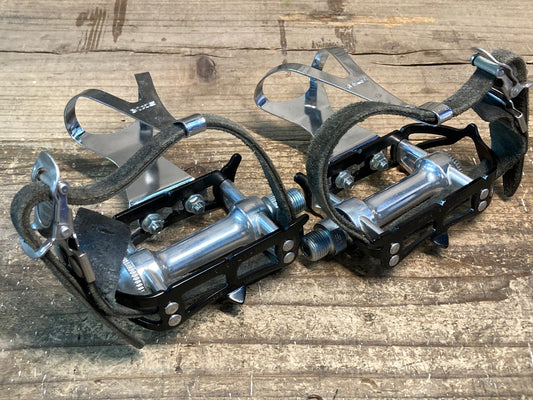 IU854 MKS SYLVAN フラットペダル トゥークリップ＆ストラップ付き