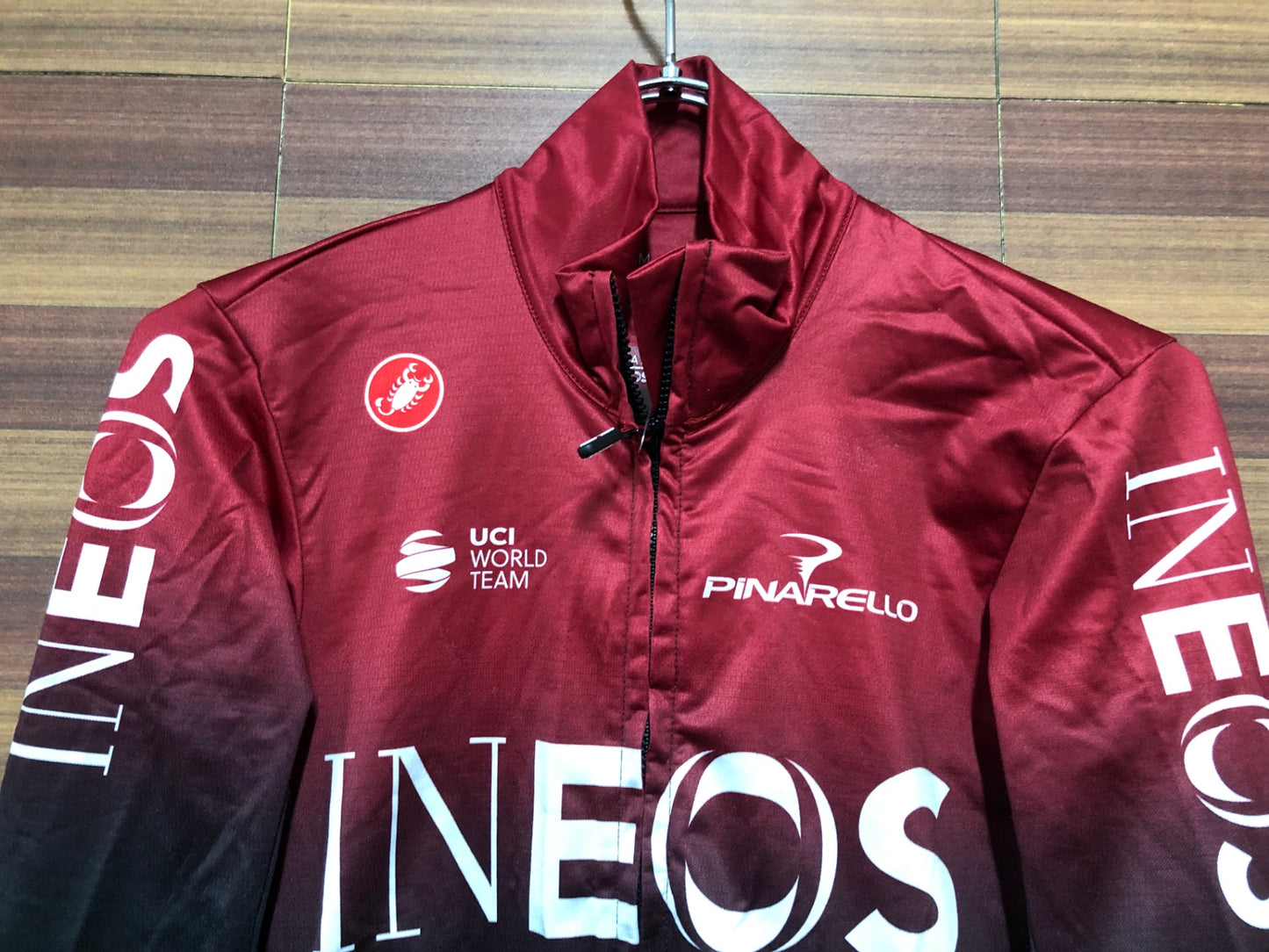 II038 カステリ CASTELLI TEAM INEOS 裏起毛 長袖 サイクルジャージ 赤 S